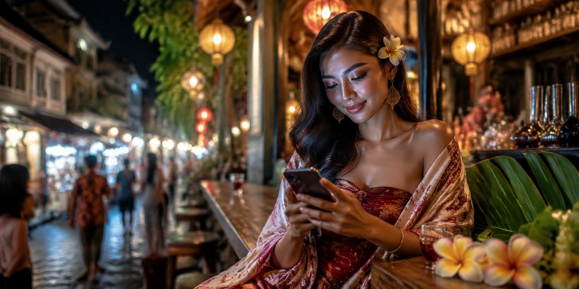 Pengunjung pasar malam mengakses platform lottery dari smartphone di tengah keramaian